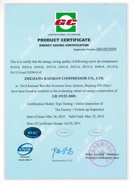 Energy saving certificates of our products